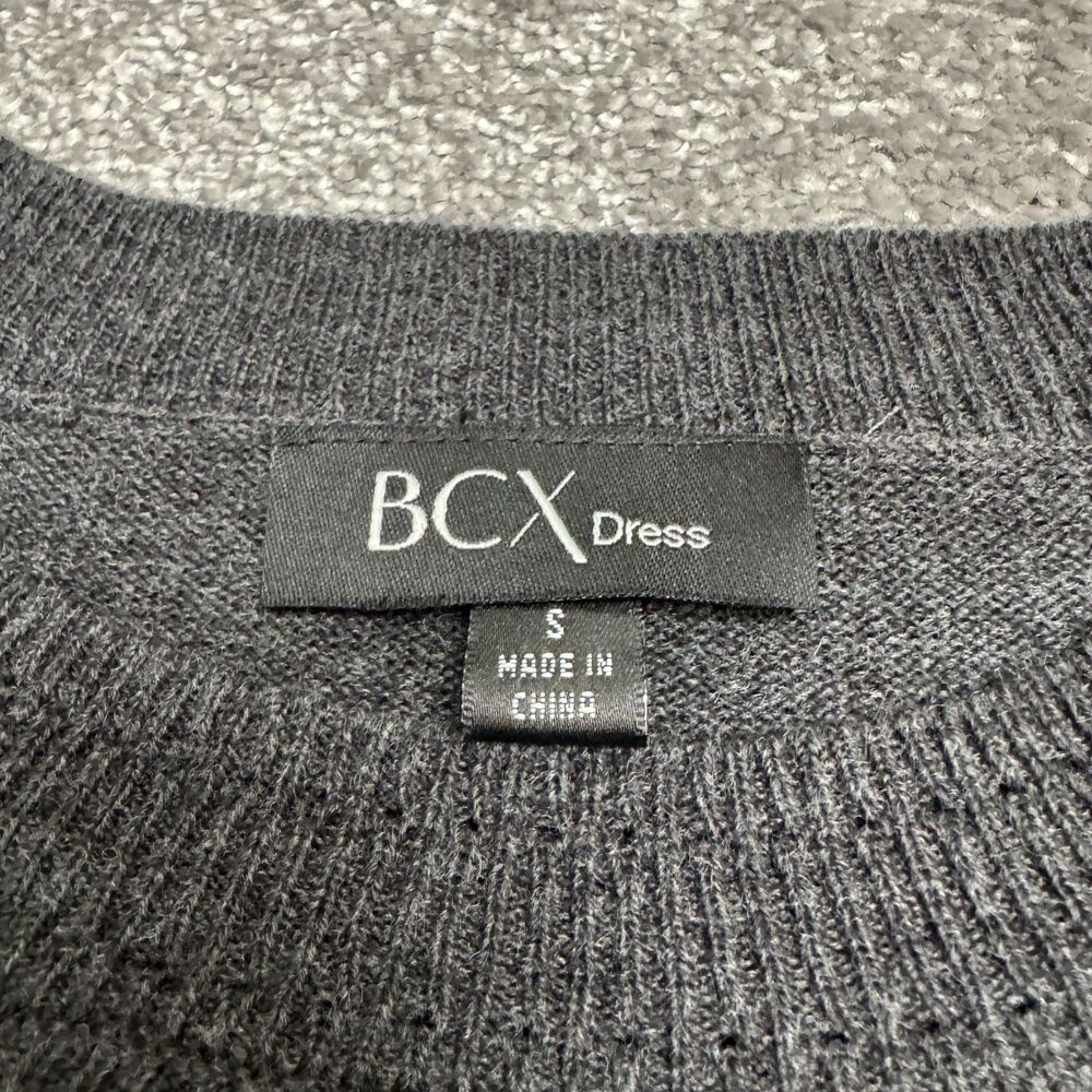 BCX Downtime A-Line Sweater Dress Womens Small smoke Gray Crew Neck Acrylic NWT - Picture 6 of 15